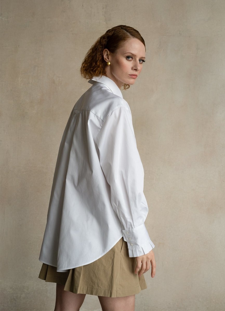 Settima Ruffled White Organic Cotton Shirt-3