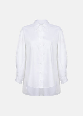 Terza Oversized Rolling-up White Cotton Shirt-1