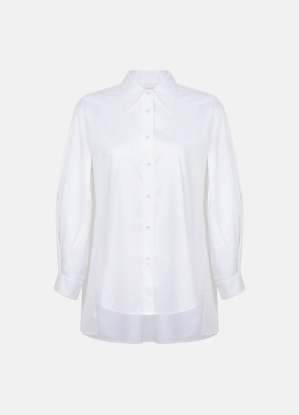 Terza Oversized Rolling-up White Cotton Shirt-1