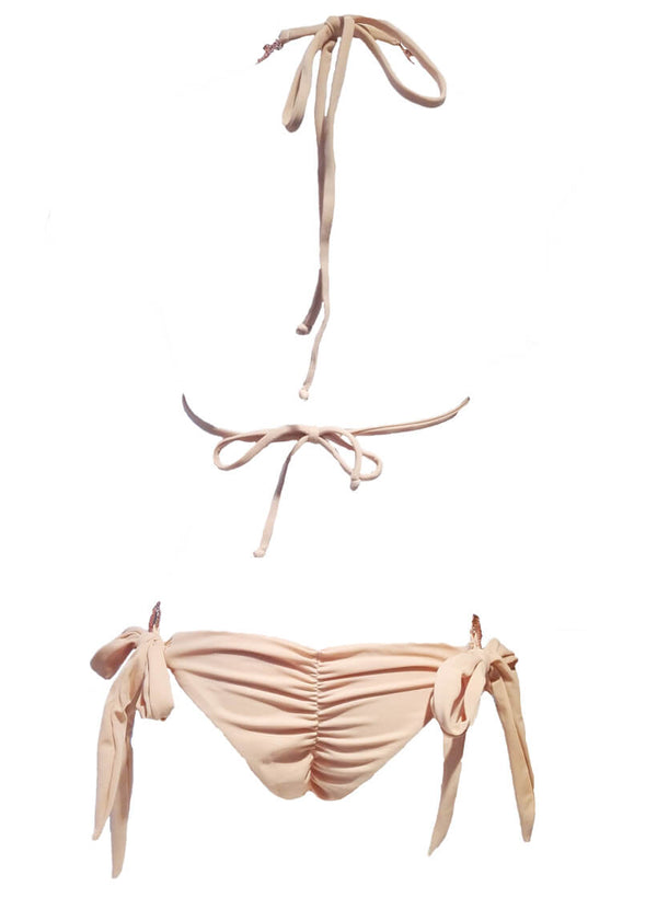 Tessa Triangle Top & Tie Side Bottom - Nude-3