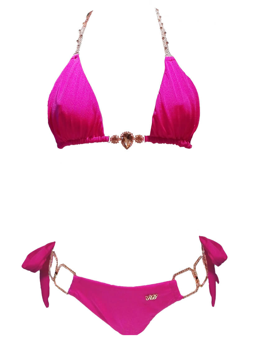 Tessa Triangle Top & Tie Side Bottom - Pink-2