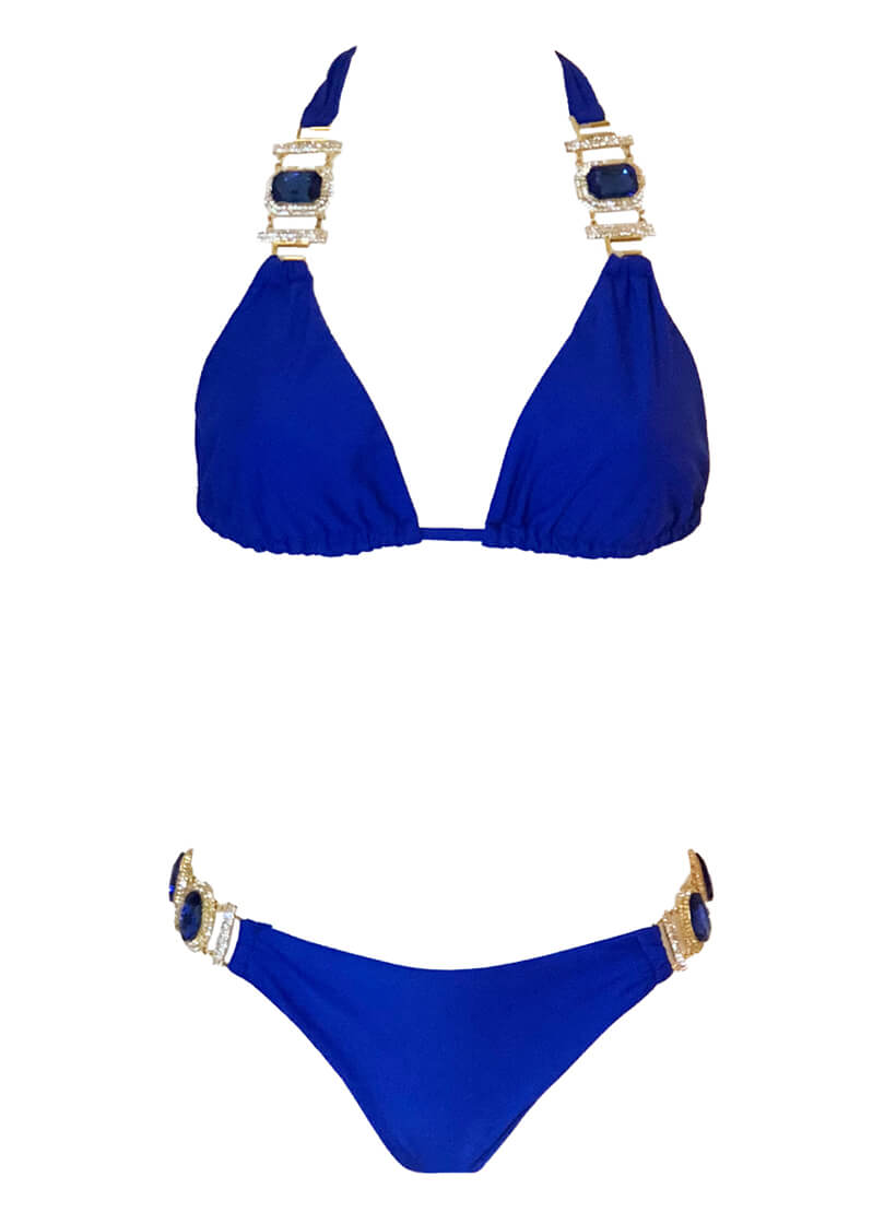 Tina Halter Top & Skimpy Bottom - Blue-4