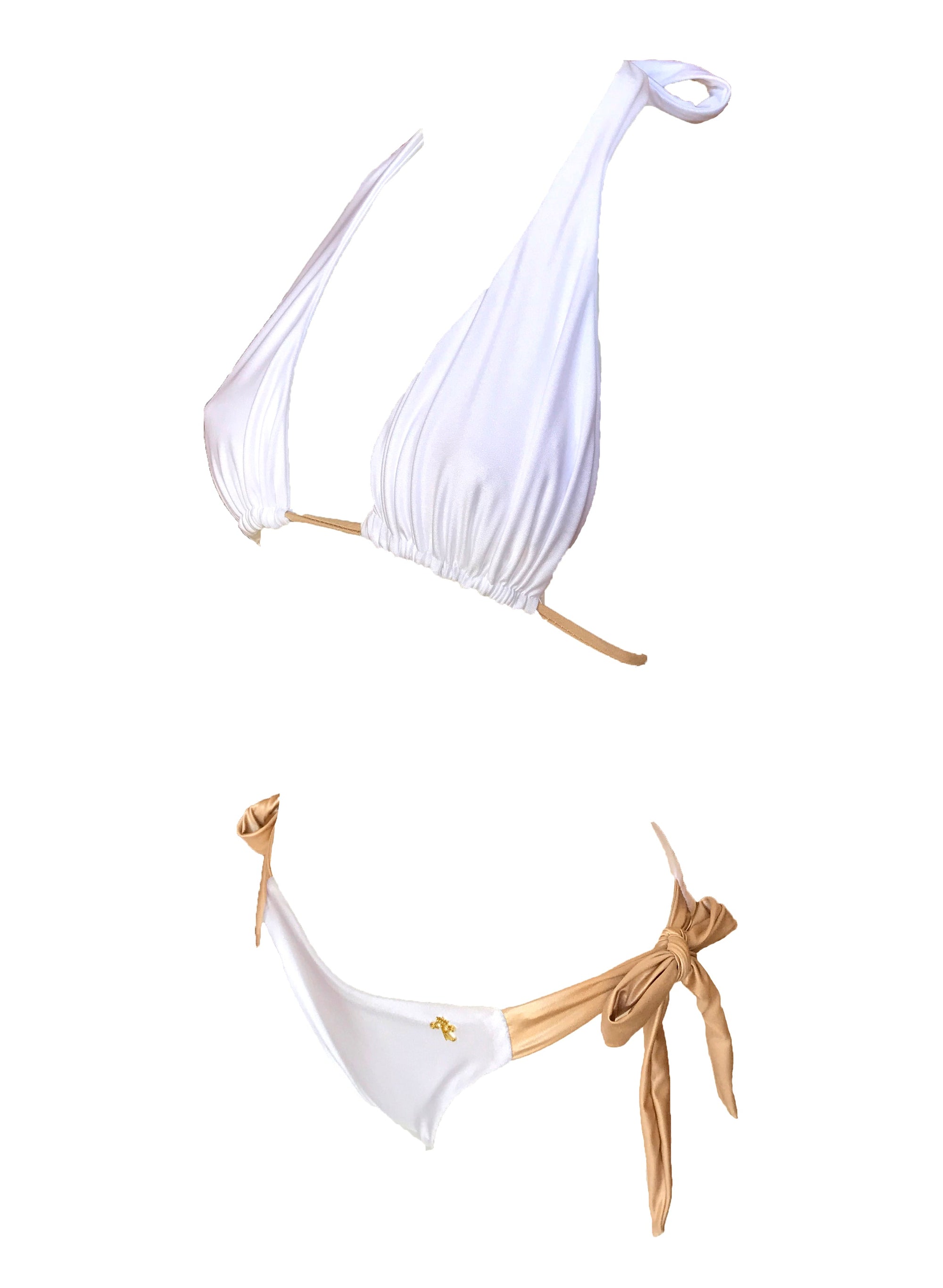 Trish Halter Top & Tie Side Bottom - White-1