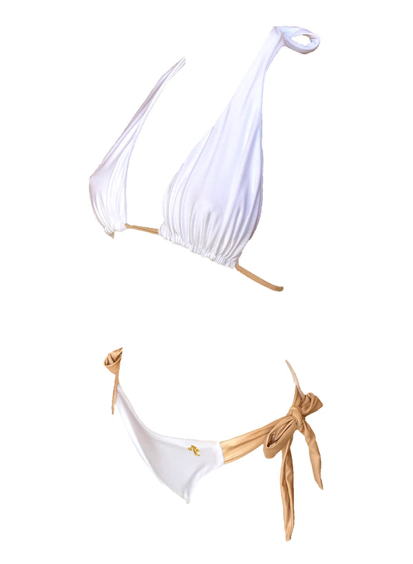 Trish Halter Top & Tie Side Bottom - White-1