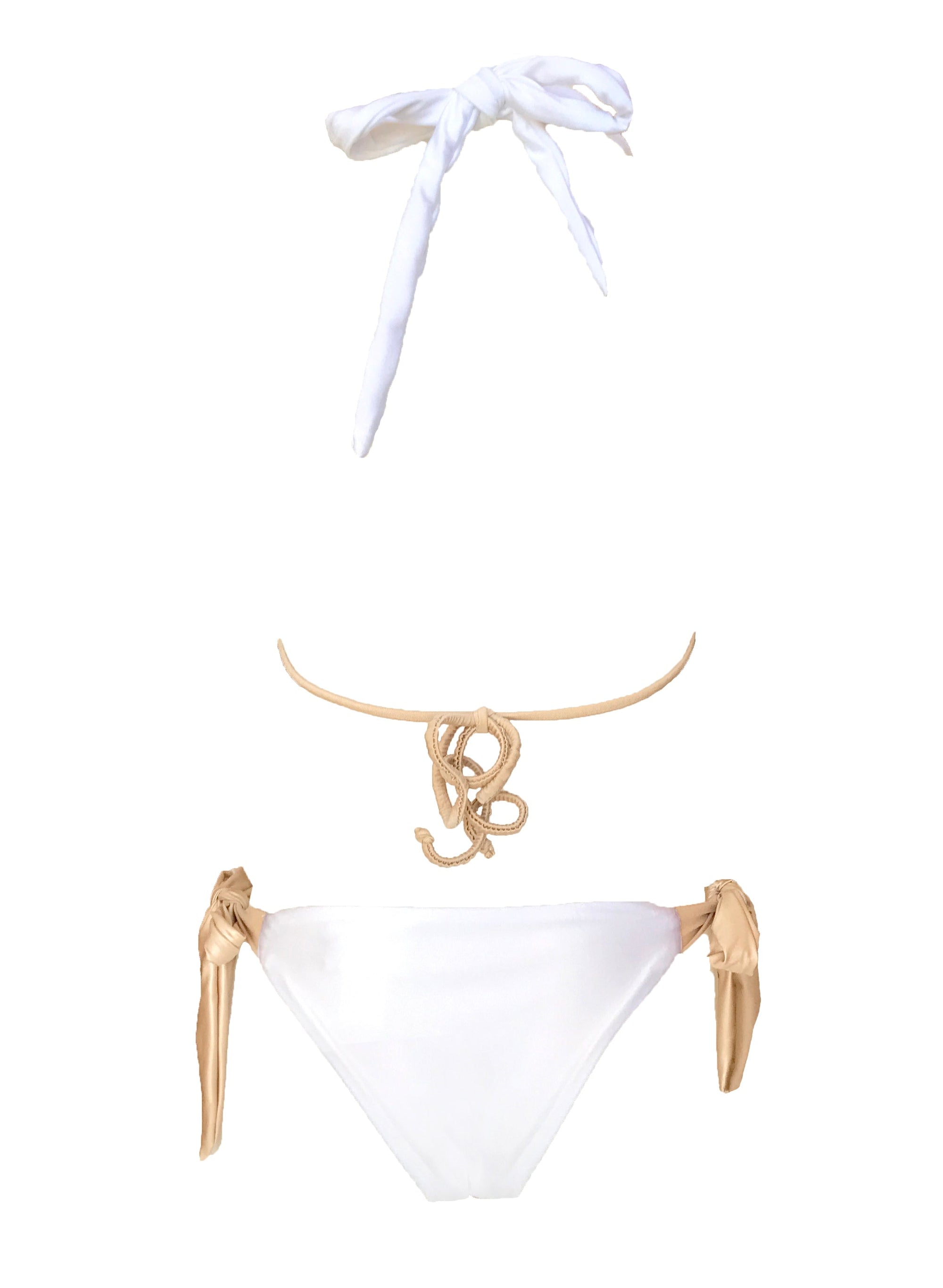 Trish Halter Top & Tie Side Bottom - White-2