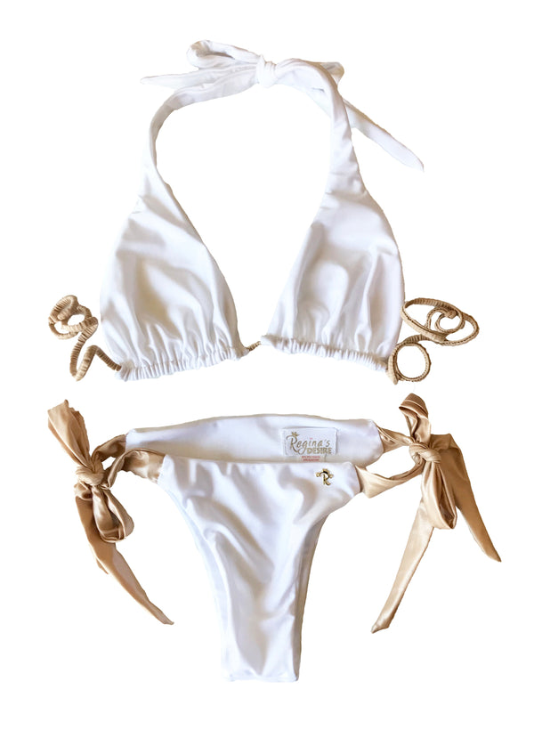 Trish Halter Top & Tie Side Bottom - White-3