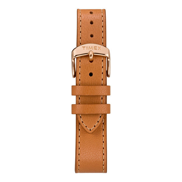 TIMEX Women's Watch with Rose Gold Brass Case and Tan Leather Band-2