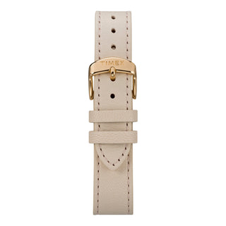 TIMEX Women's Watch with Gold Brass Case and White Leather Band-2