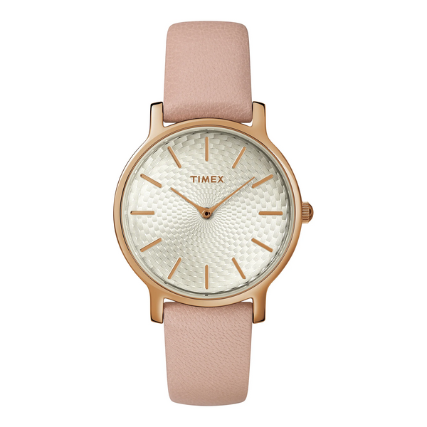 TIMEX Women's Watch with Rose Gold Brass Case and Pink Leather Band-0