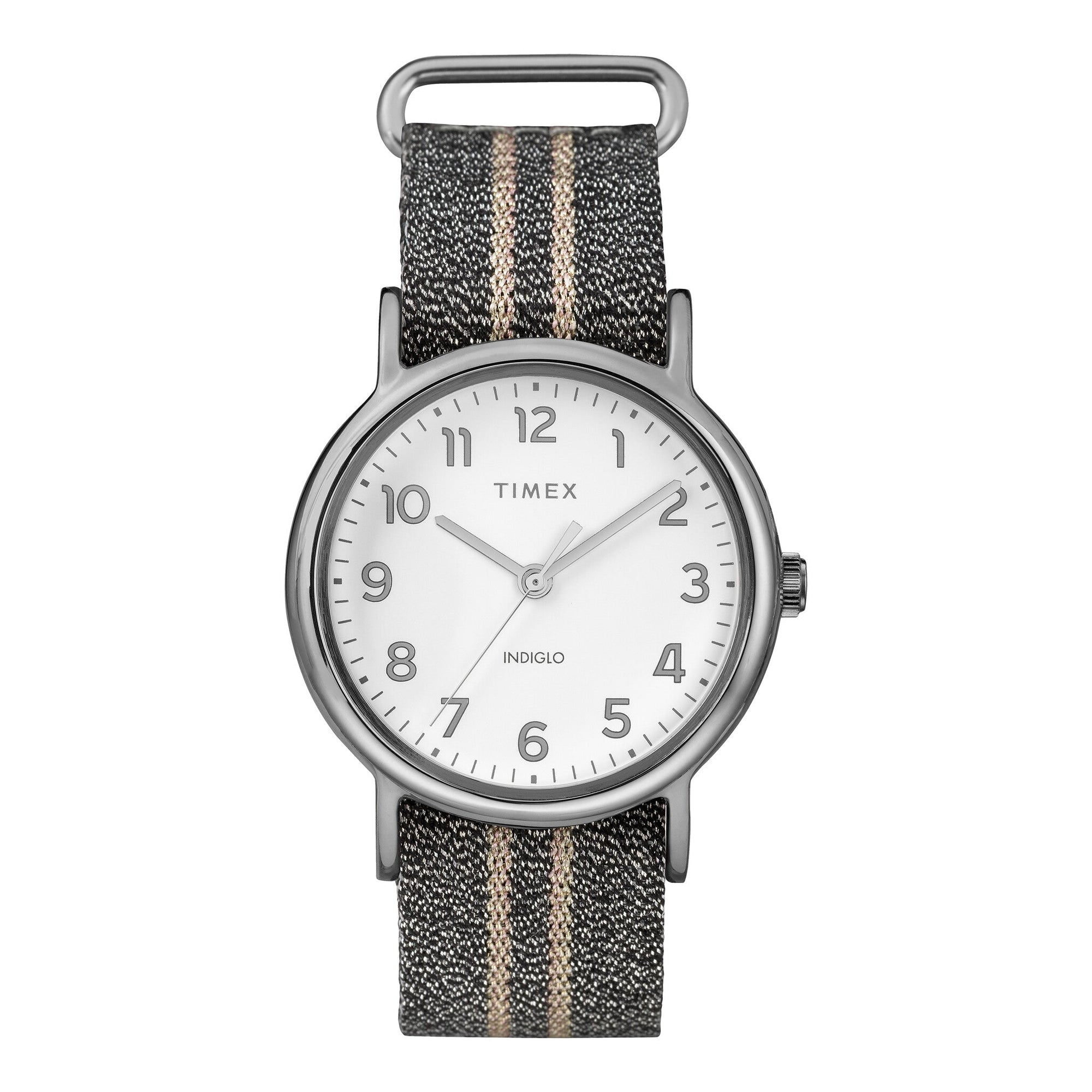 TIMEX Women's Watch with Silver Brass Case and Blue Fabric Band-0