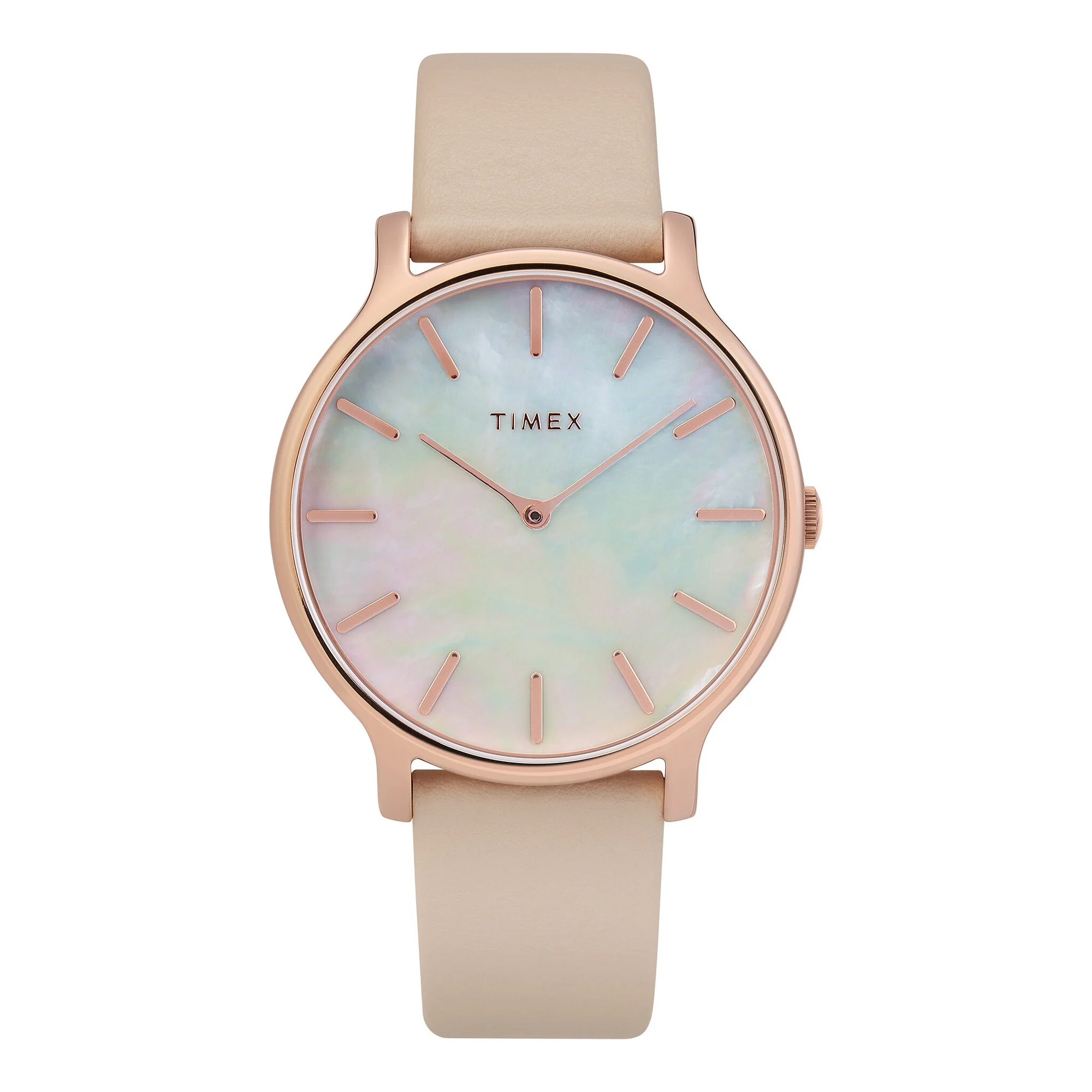 TIMEX Women's Watch with Rose Gold Brass Case and Pink Leather Band-0