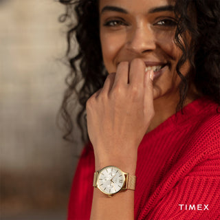 TIMEX Women's Watch with Gold Brass Case and Gold Stainless Steel Band-4