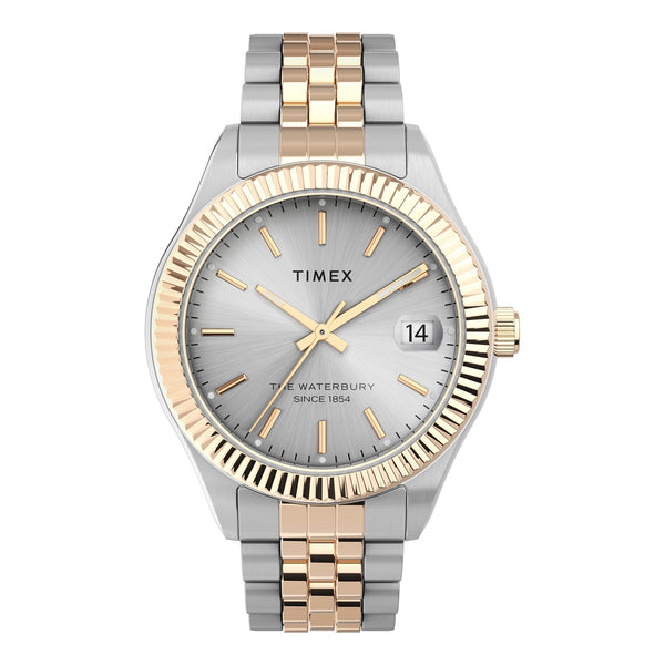 TIMEX Women's Watch with Silver Stainless Steel Case and Silver & Rose Gold Stainless Steel Band-0