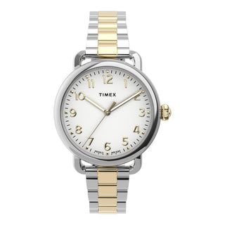 TIMEX Women's Watch with Silver Brass Case and Silver & Gold Stainless Steel Band-0