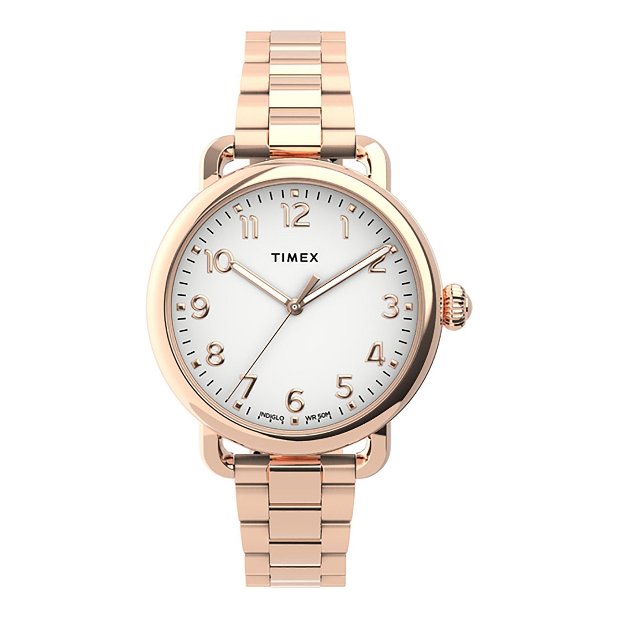 TIMEX Women's Watch with Rose Gold Brass Case and Rose Gold Stainless Steel Band-0