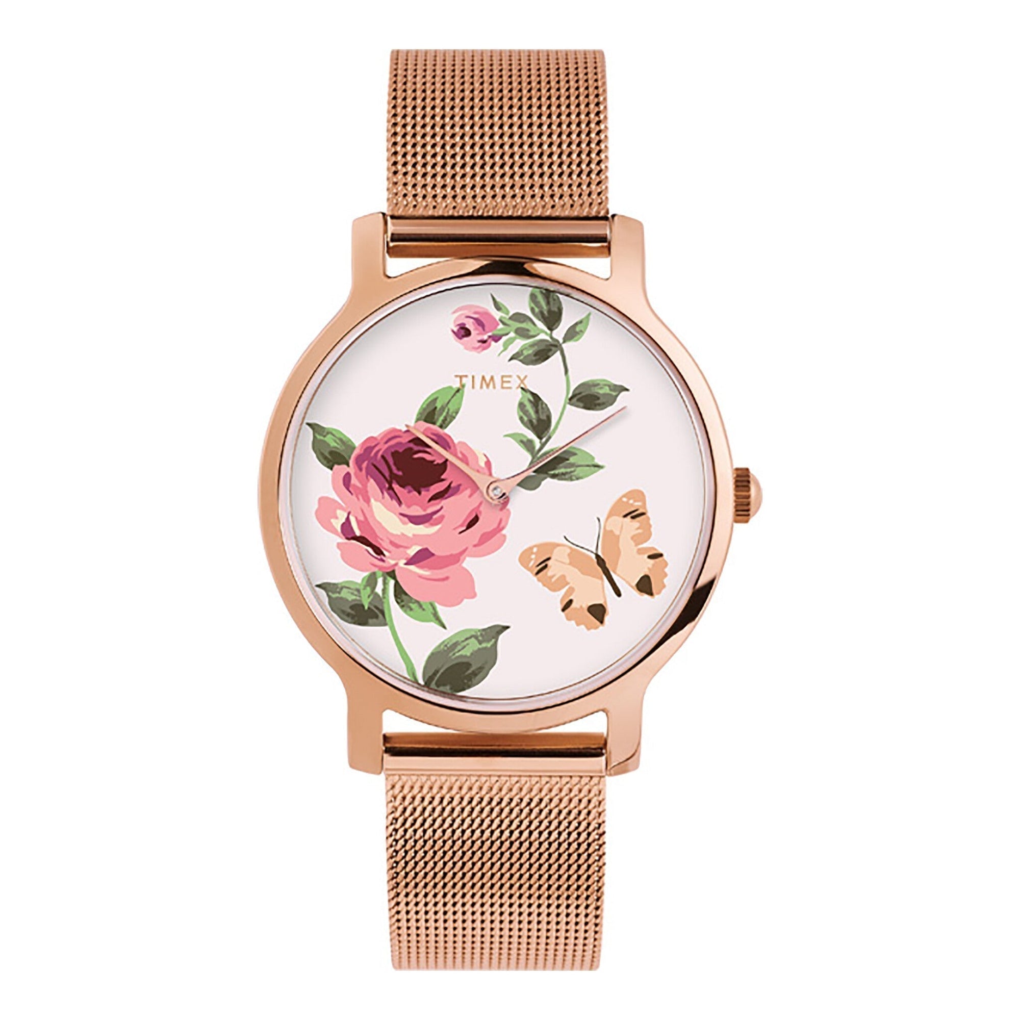 TIMEX Women's Watch with Rose Gold Brass Case and Rose Gold Stainless Steel Band-0