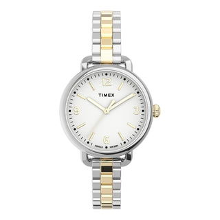 TIMEX Women's Watch with Silver Brass Case and Silver & Gold Stainless Steel Band-0