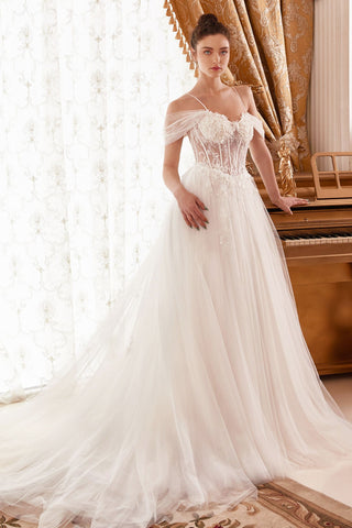 Layered Tulle A-Line Bridal Gown With Corset Bodice-0