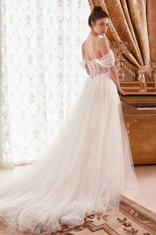 Layered Tulle A-Line Bridal Gown With Corset Bodice-1