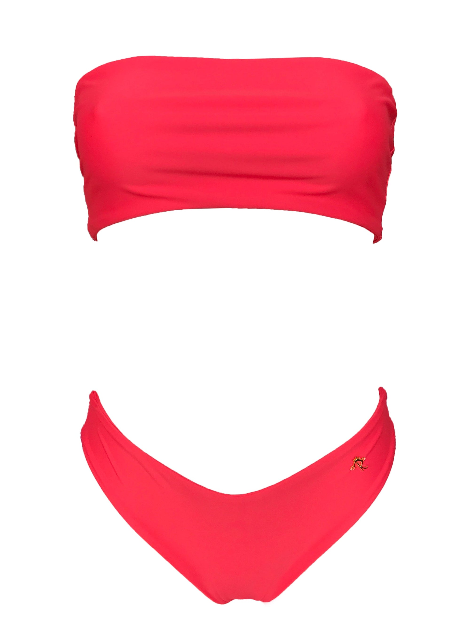 Zoey Bandeau Top & Classic Bottom - Coral-4