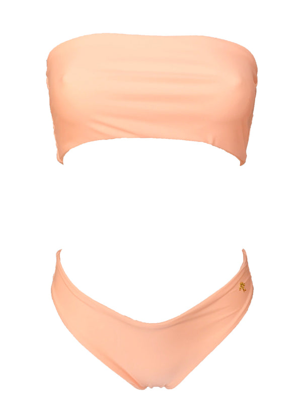 Zoey Bandeau Top & Classic Bottom - Peach-4